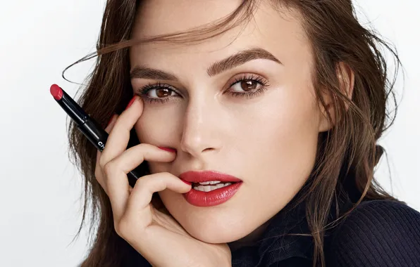 Картинка взгляд, девушка, лицо, помада, Keira Knightley