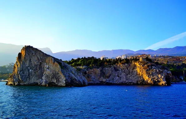 Море, осень, небо, закат, камни, ялта, гурзуф