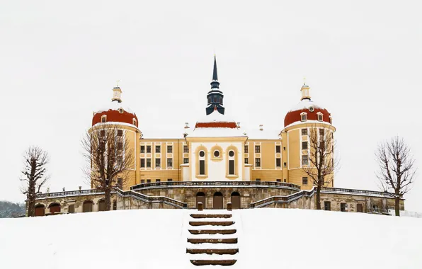 Картинка зима, снег, замок, Германия, Морицбург
