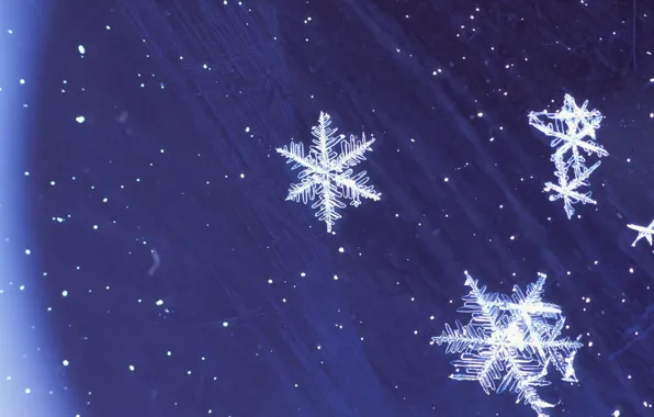 Картинка зима, синий, Снежинки