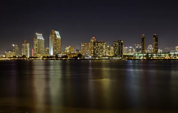 Картинка ночь, огни, San Diego