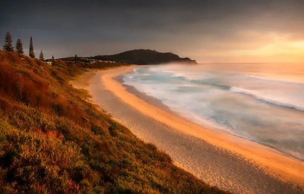 Ocean, sunrise, australia, boomerang beach