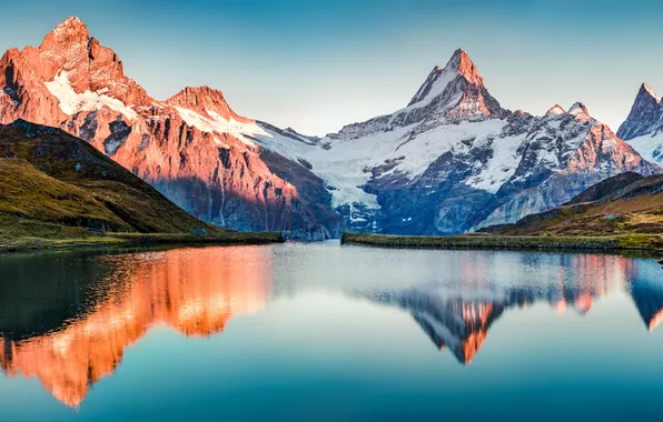 Moon, landscape, mountain, lake, grand, majestic, high, mystical