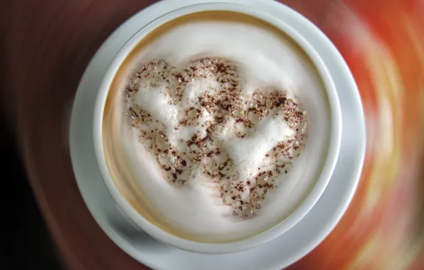 Сердце, кофе, Любовь, чашка, капучино