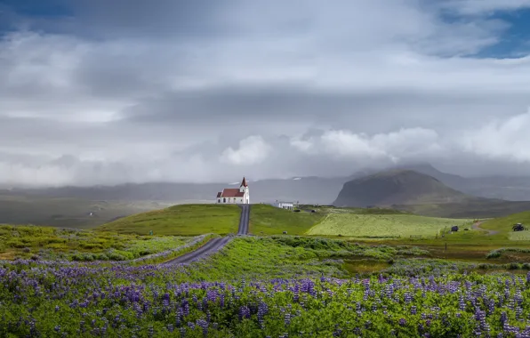 Дорога, храм, Iceland, Snaefellsnesog Hnappadalssysla, Rif