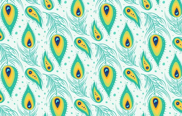 Картинка белый, фон, текстура, салатовый, with, pattern, feather, peacock