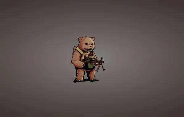 Оружие, минимализм, медведь, пулемет, прицел, bear