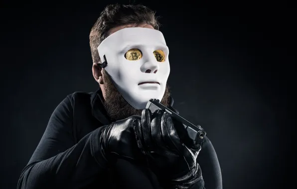 Gun, white, mask