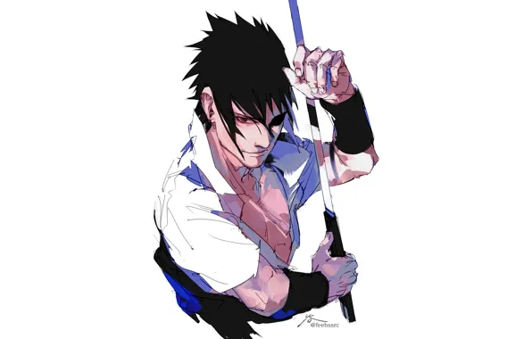 Взгляд, меч, катана, парень, Наруто, Naruto, Саске Учиха