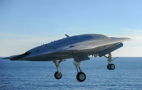Взлет, боевой, беспилотный, аппарат, X-47B, летательный, Northrop Grumman