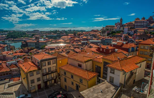 Здания, дома, крыши, панорама, Португалия, Portugal, Porto, Порту