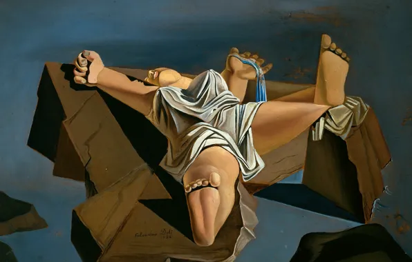 Картинка сюрреализм, картина, Сальвадор Дали, Salvador Dali, Фигура на Скалах