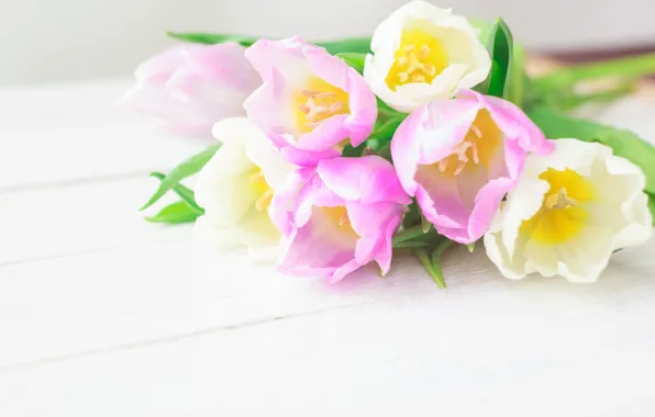 Цветы, букет, тюльпаны, love, розовые, white, fresh, pink