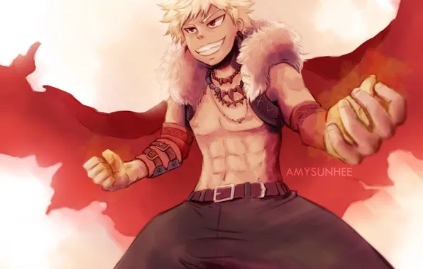 Улыбка, парень, My Hero Academia, Boku No Hero Academia, Моя Геройская Академия, Бакуго Катсуки