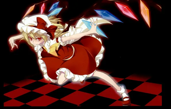 Когти, охота, красные глаза, touhou, Вампирша, Flandre Scarlet