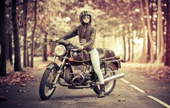 Картинка девушка, BMW, мотоцикл