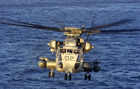 Картинка море, CH-53 Sea Stallion, тяжёлый транспортный вертолёт