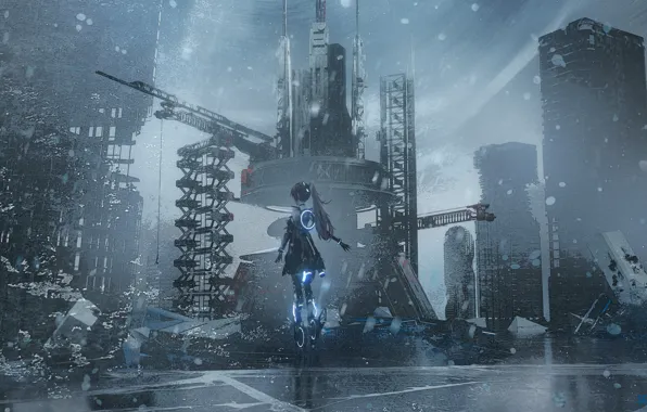 Девушка, город, руины, Punishing: Gray Raven, Nanami