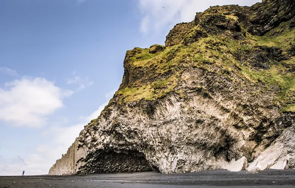 Картинка пляж, гора, пещера, Iceland