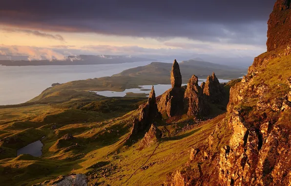 Картинка море, небо, облака, горы, Шотландия, Scotland, Isle of Skye