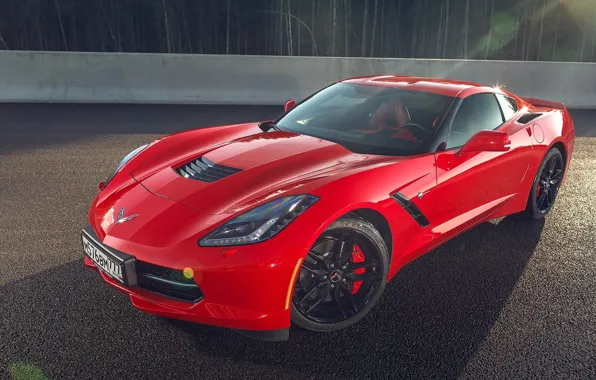 Corvette, Chevrolet, Muscle, Red, Car, Front, American, Stingray