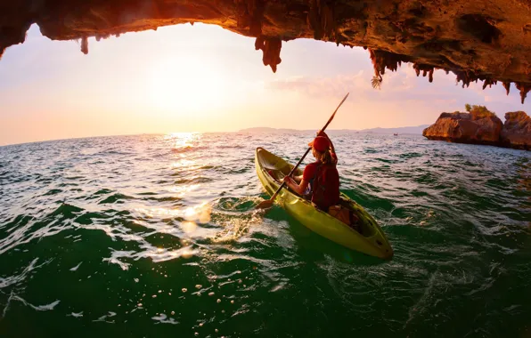 Картинка sea, water, caves, kayaking