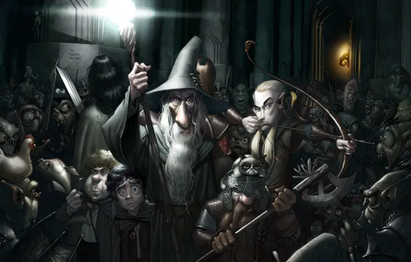 Картинка The Lord of the Rings, Aragorn, Gandalf, Gimli, Legolas, Frodo Baggins, Samwise Gamgee