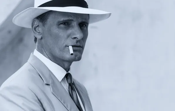 Картинка портрет, шляпа, сигарета, актёр, Viggo Mortensen