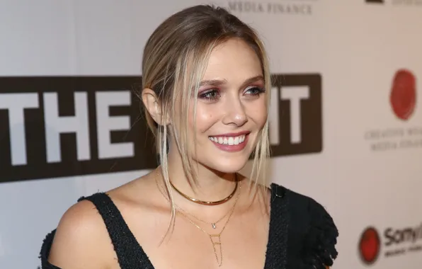 Взгляд, поза, улыбка, макияж, фотосессия, hair, Elizabeth Olsen, Элизабет Олсен