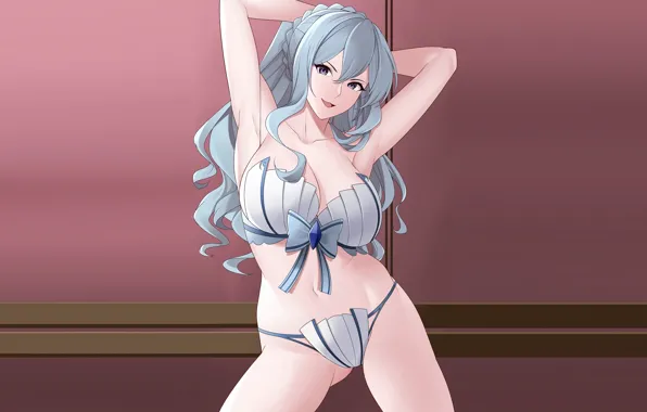 Girl, sexy, lingerie, bra, cleavage, panties, long hair, boobs