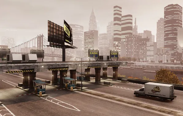 Картинка город, трасса, грузовик, нью йорк, Grand Theft Auto IV