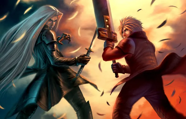 Игра, аниме, арт, парни, двое, Final Fantasy VII