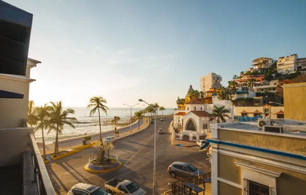 Город, океан, Мексика, набережная, Mazatlan, Мазатлан