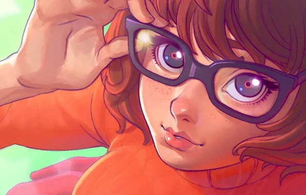 Картинка девушка, лицо, очки, art, Scooby-Doo, Velma Dinkley, velma