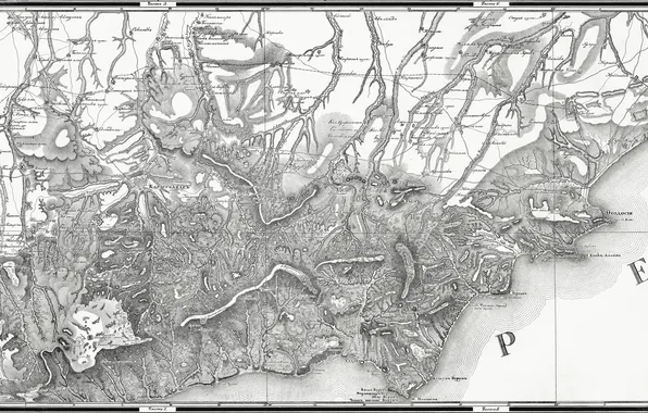 Карта, старая карта, Крым, Крым Юго-Восточный, Юго-Восток Крыма 1836 год, старый крым, карта Крыма