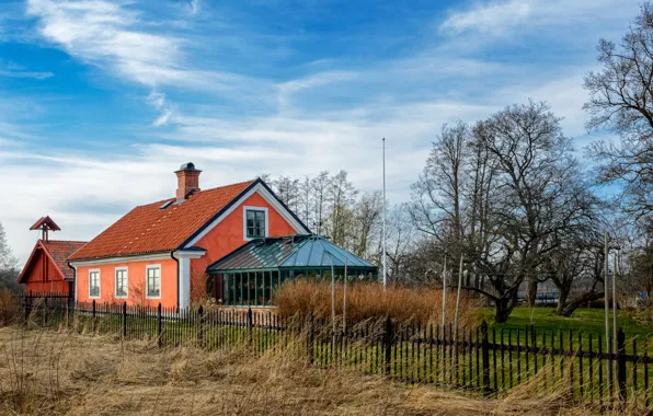 Картинка деревья, дом, двор, house, Nature, trees