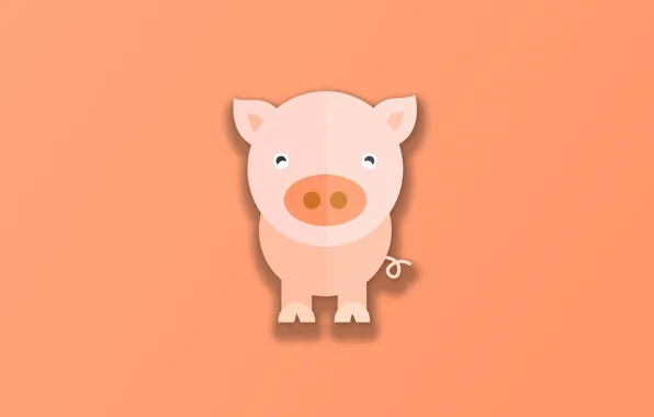 Картинка minimalism, animal, funny, digital art, cute, simple background, Pig