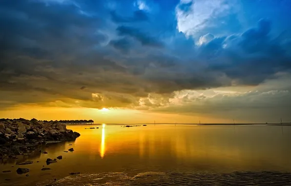 Пейзаж, закат, океан, Malaysia, Selangor, Sepang Gold Coast