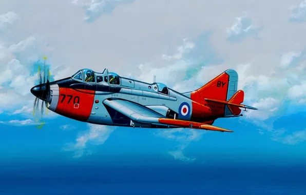 Картинка art, airplane, painting, aviation, Fairey Gannet