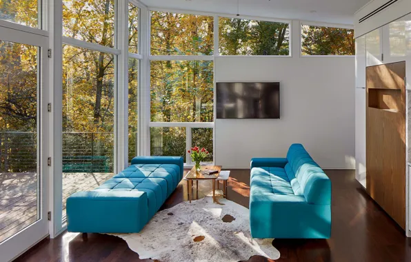 Комната, интерьер, гостиная, serenity, панорамные окна, by Studio Twenty Seven Architecture, open-ambiance, Greenery outside