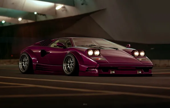 Авто, Lamborghini, Игра, Ретро, Машина, Фиолетовый, Суперкар, Lamborghini Countach