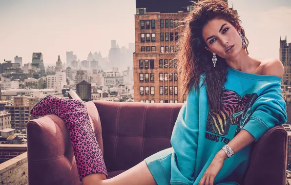 Взгляд, девушка, город, поза, Lily Aldridge