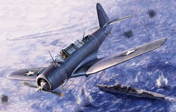 Картинка США, US Navy, Пикирующий, Vindicator, SB2U-3, Палубный бомбардировщик