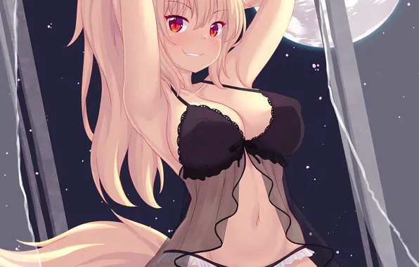 Girl, moon, sexy, lingerie, pantsu, cleavage, babydoll, panties