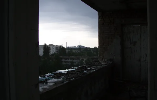 Картинка чернобыль, вид из окна, аэс