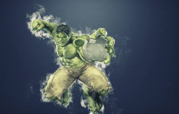 Green, apple, black, fight, battle, halk