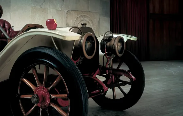 Картинка ретро, яблоко, полумрак, передок, Lancia, Бета, 1909, 15HP