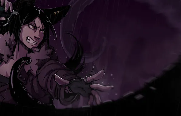 Дождь, злость, граната, зомби, girl, zombie, Art, rain