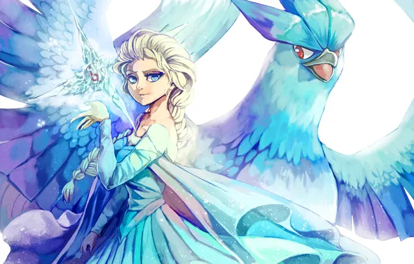Картинка девушка, птица, frozen, Elsa