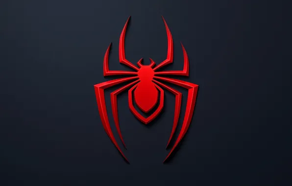 Картинка минимализм, логотип, logo, черный фон, minimalism, Spider-man, Человек-паук, black background